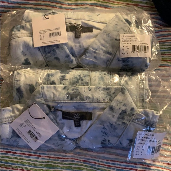 SIZE 2 ONE LEFT Bleach Splat Oversize Denim Jacket - Picture 6 of 6